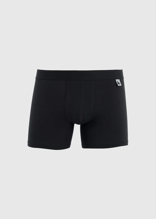 男款_Back to Track．長版腰帶平口內褲（黑-黑膠夾標）