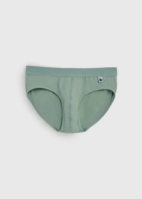 男款_Back to Track．腰帶三角內褲（灰霧綠-黑膠夾標）