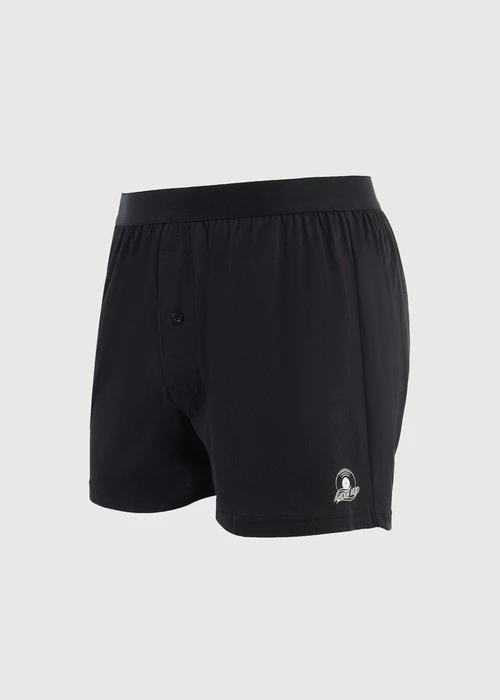 男款_Back to Track．純棉寬鬆四角內褲（黑-黑膠唱片）