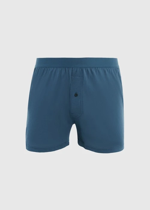 男款_Back to Track．純棉寬鬆四角內褲(深潛藍)