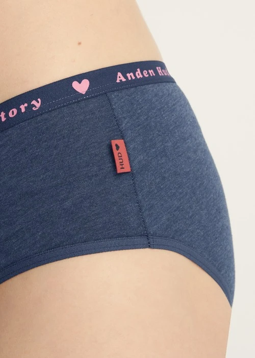 Rosé Heart．緊帶高腰三角內褲(深麻藍-愛心夾標)