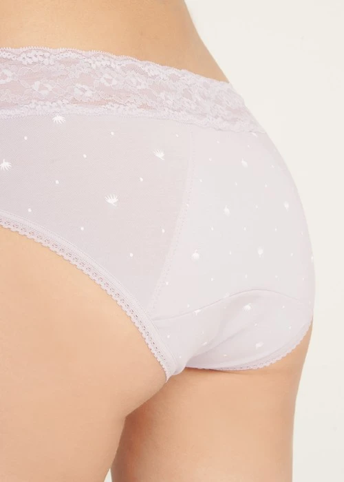 四分暖．蕾絲中腰生理褲(芋香紫-蒲公英)