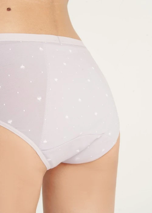 四分暖．高腰生理褲(米白-格子小千鳥)