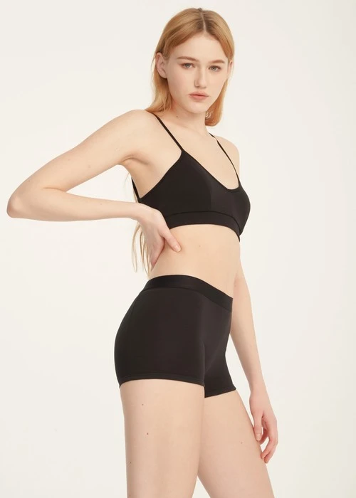 經典純色．長版高腰平口內褲(黑)