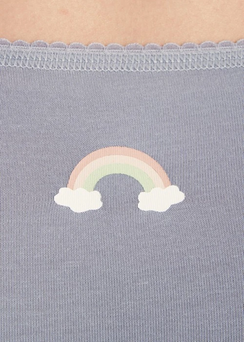 大人未滿．花邊高腰三角內褲（丁香灰紫-彩虹）