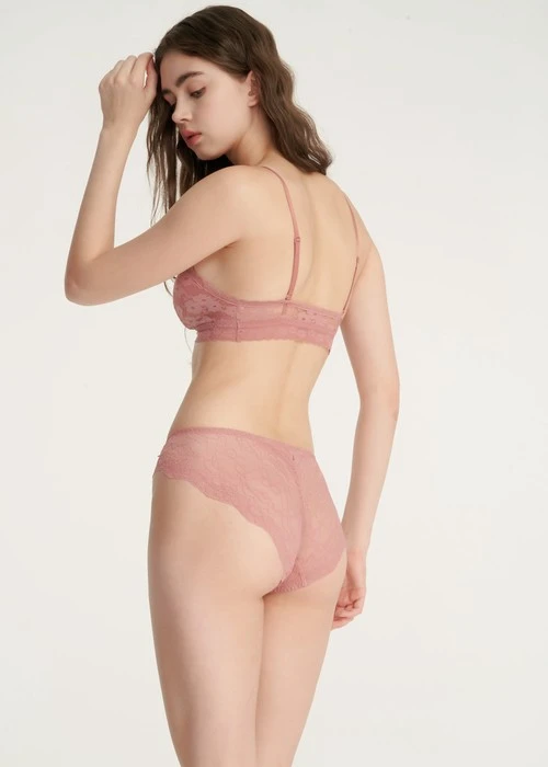 經典純色．訂製高衩中腰三角內褲(豆紅)