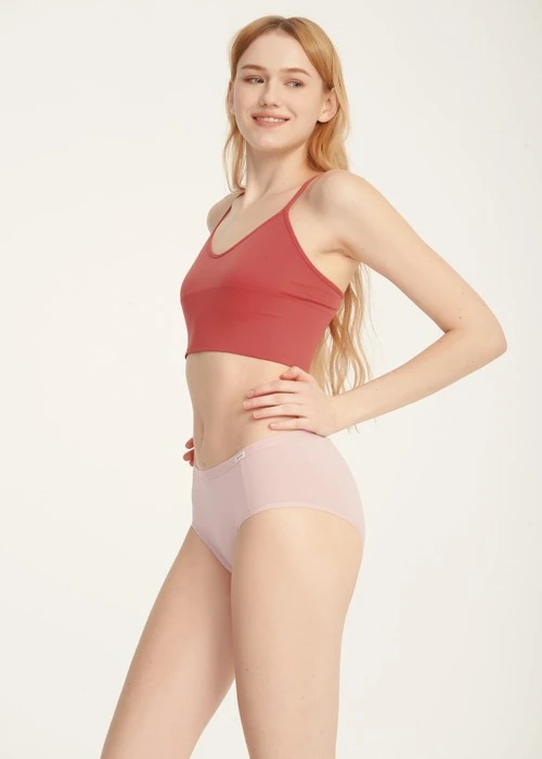 經典純色．中腰三角內褲(罌栗粉)