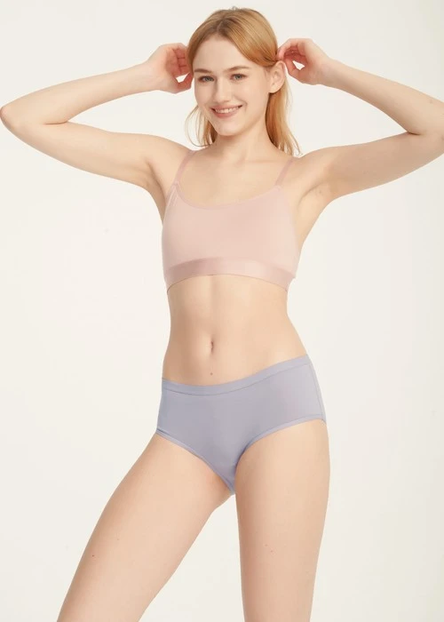 大人未滿．緊帶高腰三角內褲(丁香灰紫-小睡)