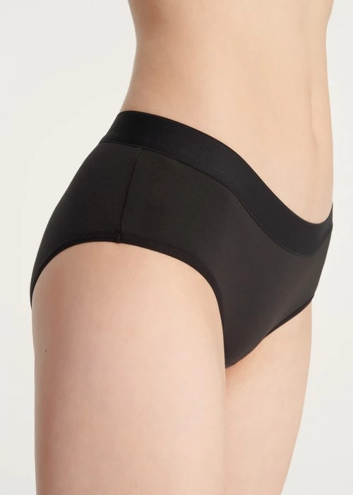 經典純色．寬版緊帶中腰三角內褲(黑)