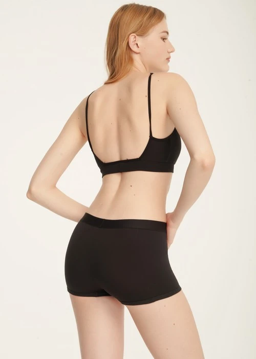 經典純色．長版高腰平口內褲(黑)