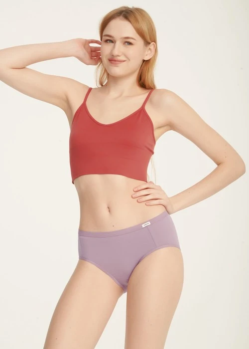 經典純色．中腰三角內褲(罌栗粉)