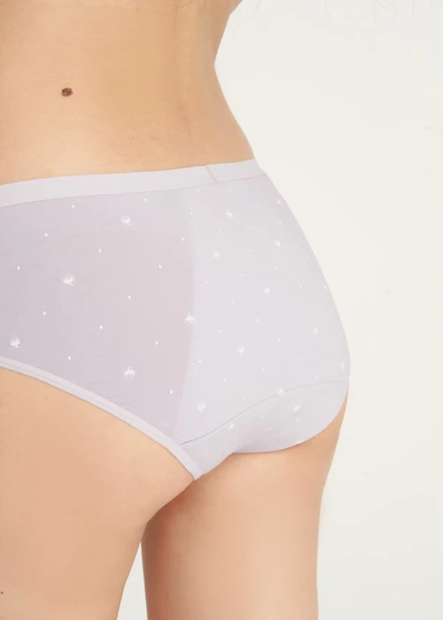 四分暖．中腰生理褲(米白-格子小千鳥)