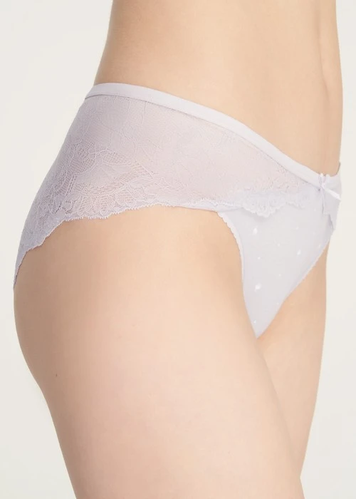 未竟綻放．脇後訂製蕾絲中腰三角內褲（芋香紫-蒲公英）