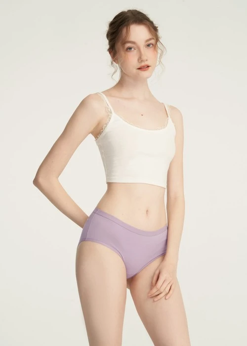 XXL 抗菌系列．緊帶高腰三角內褲(薰粉紫-刺繡荷包蛋)