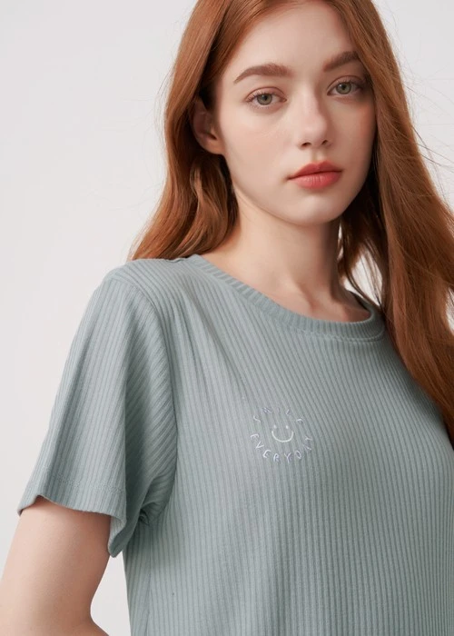 連身_Soft Clouds．吸濕排汗A-Line短袖口袋睡衣(鐵灰綠)