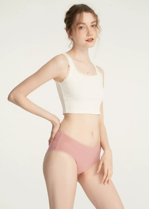 抗菌系列．細邊中腰三角內褲(豆紅-蘋果汁)