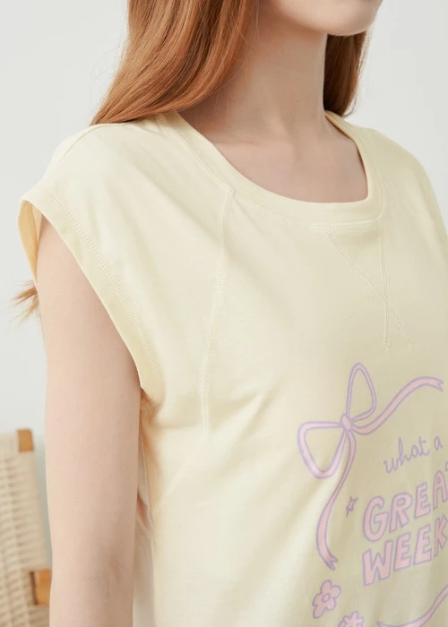 連身_Soft Clouds．短袖爬線罩杯睡衣(豆米-Great)