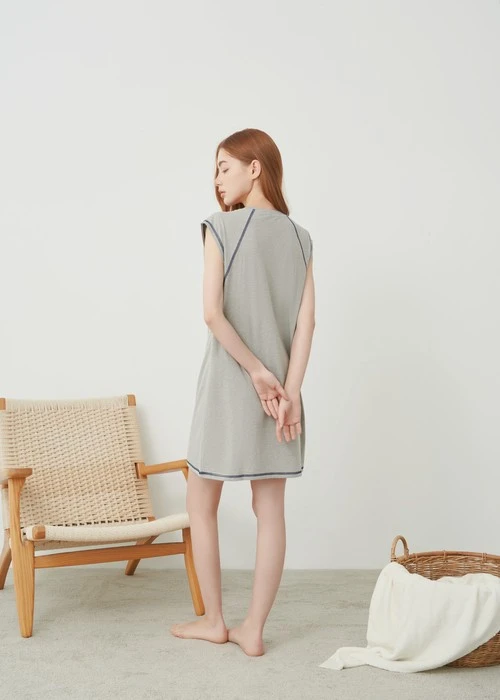 連身_Soft Clouds．短袖爬線罩杯睡衣(豆米-Great)