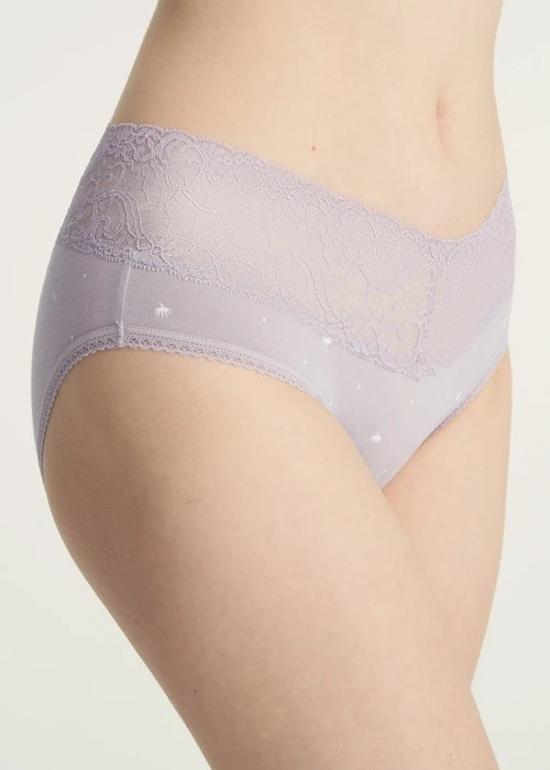 抗菌系列．V蕾絲中腰三角內褲（芋香紫-蒲公英）