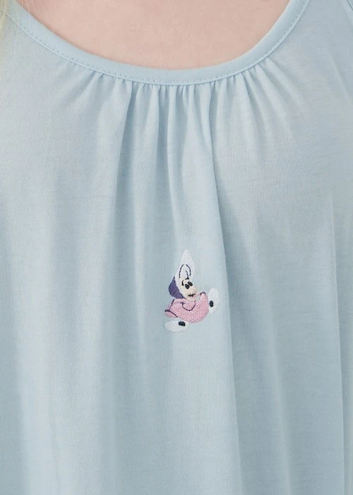 連身_愛麗絲系列．吸濕排汗蝴蝶結肩帶睡衣(夢幻藍-刺繡小牡蠣)