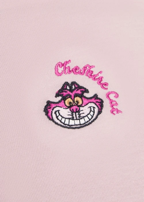 XXL 愛麗絲系列．中腰三角內褲(霧玫粉-刺繡柴郡貓)