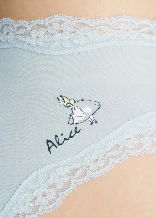 愛麗絲系列．蕾絲織帶中腰三角內褲（夢幻藍-愛麗絲）