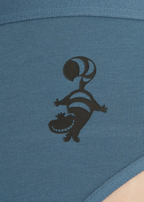 XXL 愛麗絲系列．緊帶中腰三角內褲（仙境藍-柴郡貓剪影）