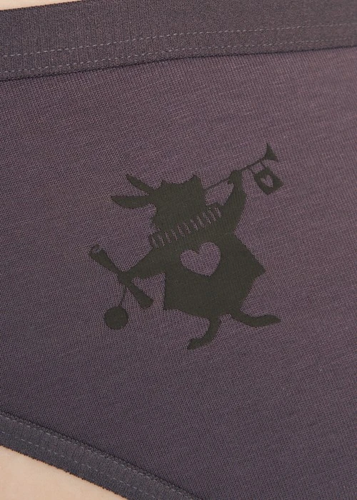 愛麗絲系列．緊帶中腰三角內褲（石英紫-白兔剪影）