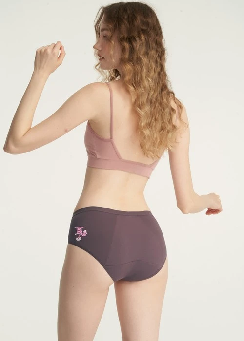 愛麗絲系列．中腰生理褲(石英紫-搞怪柴郡貓)