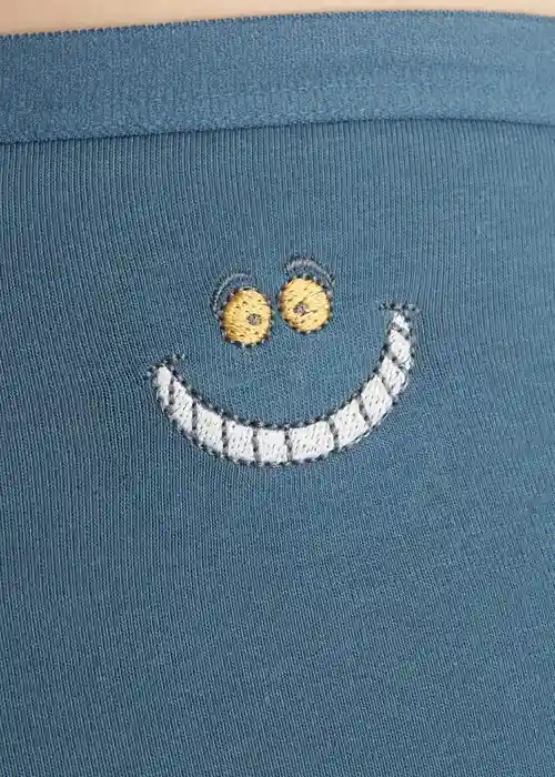 愛麗絲系列．中腰三角內褲(霧玫粉-刺繡柴郡貓)