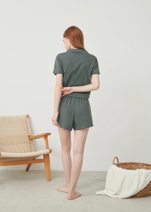 下身_Soft Clouds．吸濕排汗緊帶居家短褲(風暴灰-刺繡明天更好)