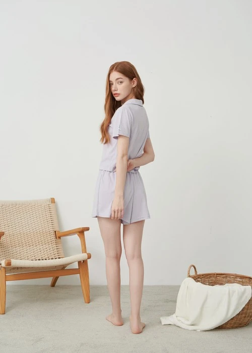 下身_Soft Clouds．吸濕排汗緊帶居家短褲(風暴灰-刺繡明天更好)