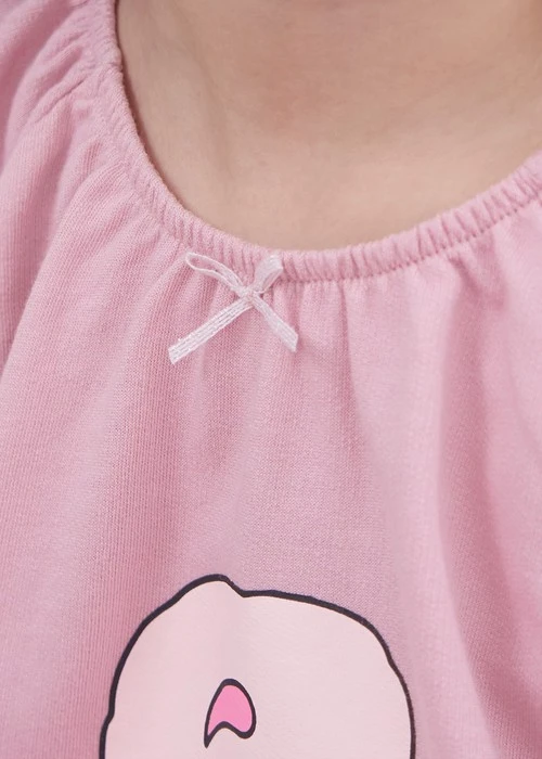 兒童連身_艾絲樂小兔系列．拉格蘭袖長袖束口睡衣(微風粉-抱愛心)