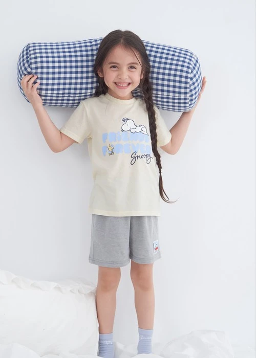 兒童成套_史努比系列．微落肩短袖上衣(豆米-友誼)