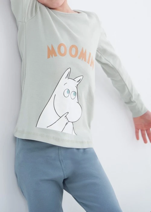 兒童成套_姆明系列．純棉滾領長袖睡衣(幽米灰-姆明探頭)