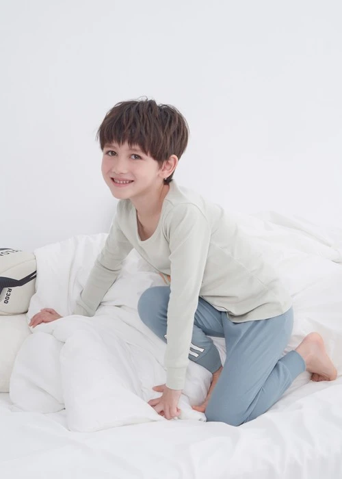 兒童成套_姆明系列．純棉滾領長袖睡衣(幽米灰-姆明探頭)