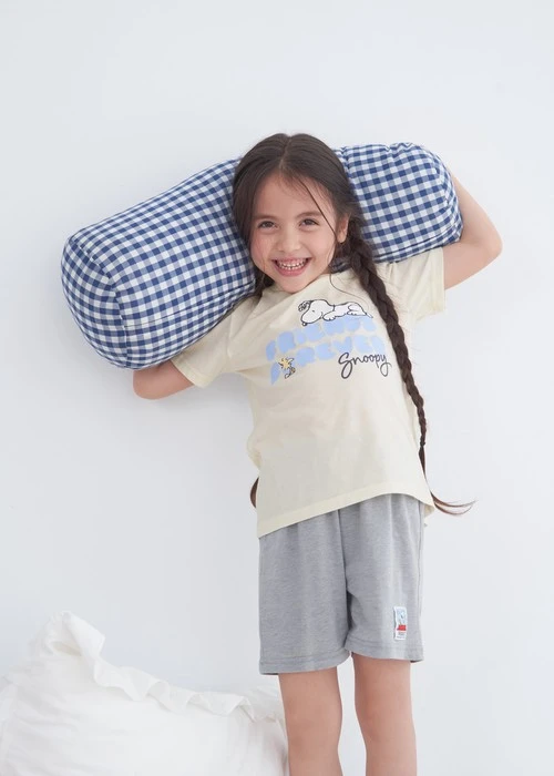 兒童成套_史努比系列．微落肩短袖上衣(豆米-友誼)