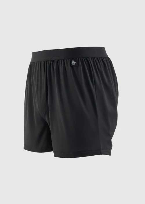 男款_吸濕排汗機能系列．不開襟寬鬆腰帶四角內褲（黑-海狗夾標）