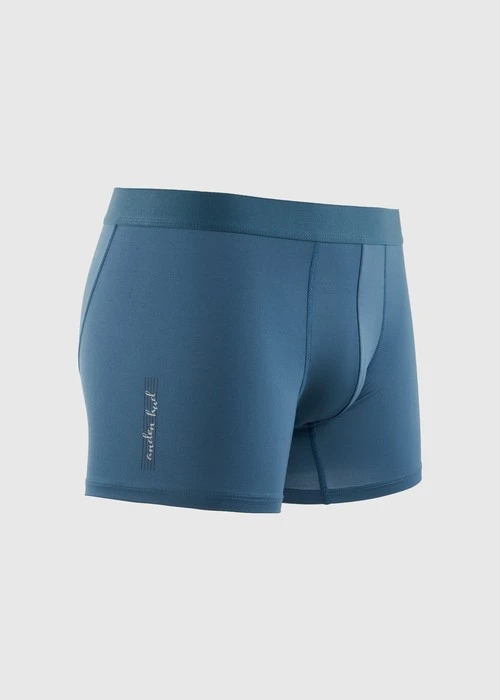 男款_吸濕排汗機能系列．長版腰帶平口內褲(深潛藍-草寫AH)