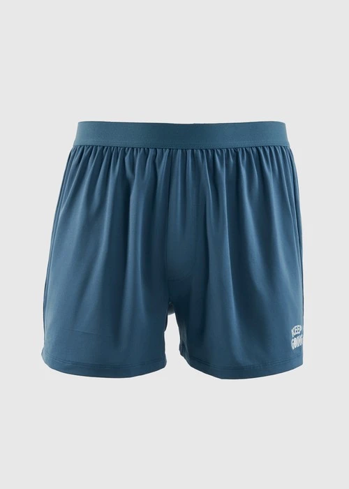 男款_吸濕排汗機能系列．不開襟寬鬆腰帶四角內褲(深潛藍-持續向前)