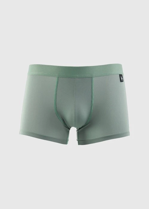 男款_吸濕排汗機能系列．短版腰帶平口內褲（灰霧綠-海狗夾標）