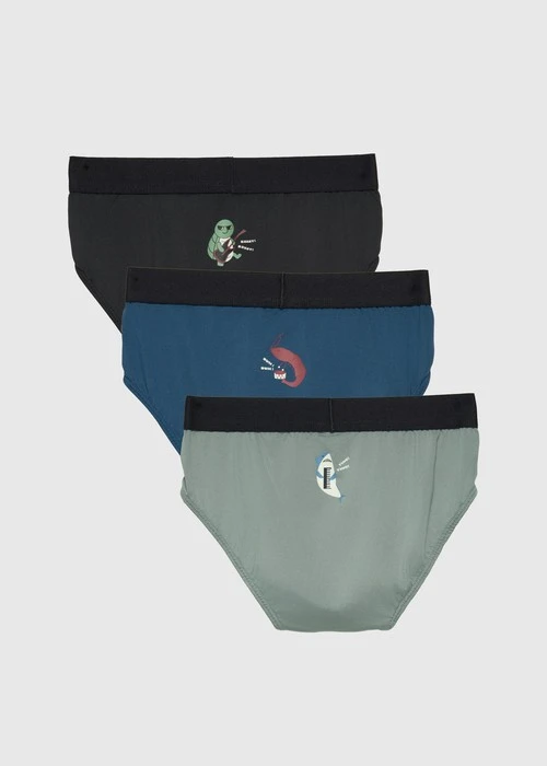 男童三入組_吸濕排汗機能系列．腰帶三角內褲（海洋音樂家）