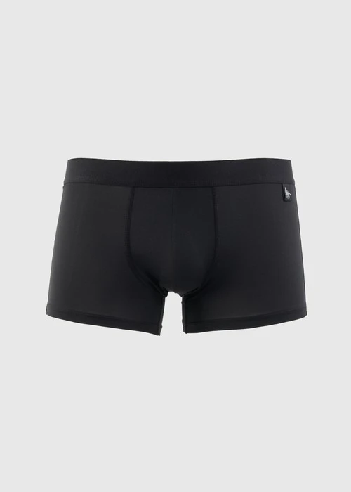 男款_吸濕排汗機能系列．短版腰帶平口內褲（黑-海狗夾標）