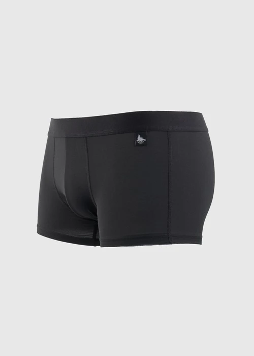 男款_吸濕排汗機能系列．短版腰帶平口內褲(深潛藍-海狗夾標)