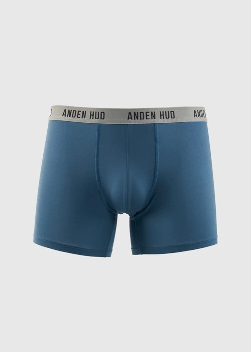 男款_吸濕排汗機能系列．長版腰帶平口內褲（深潛藍-AH黑灰緊帶）