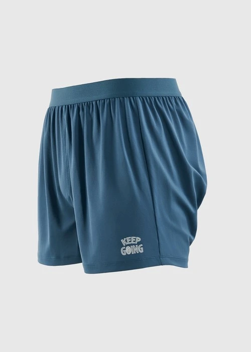 男款_吸濕排汗機能系列．不開襟寬鬆腰帶四角內褲(深潛藍-持續向前)