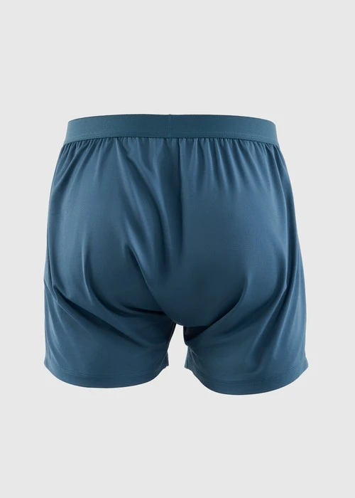 男款_吸濕排汗機能系列．不開襟寬鬆腰帶四角內褲(深潛藍-持續向前)