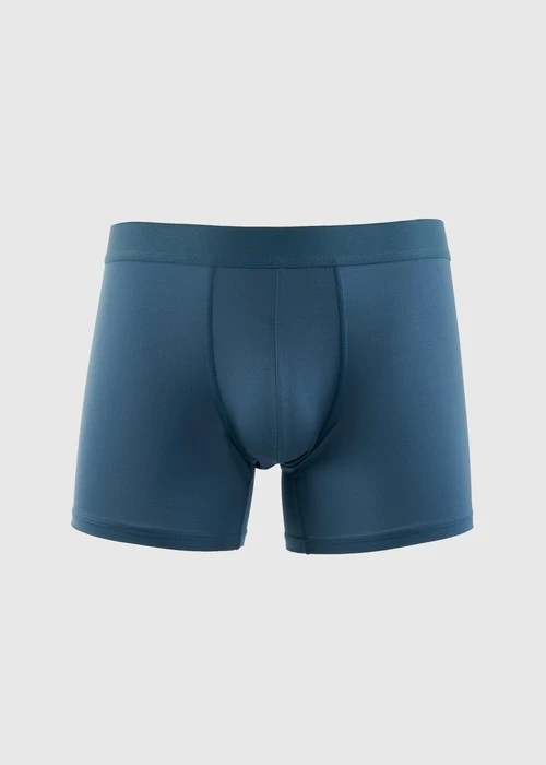 男款_吸濕排汗機能系列．長版腰帶平口內褲(深潛藍-草寫AH)