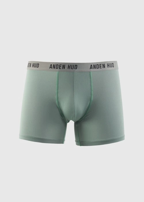 男款_吸濕排汗機能系列．長版腰帶平口內褲（灰霧綠-AH黑灰緊帶）