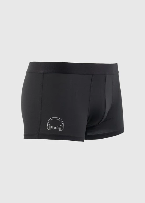 男款_吸濕排汗機能系列．短版腰帶平口內褲（黑-耳機）
